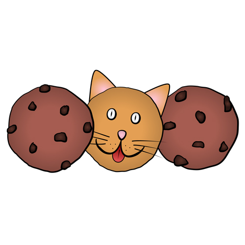 Un chat et deux cookies